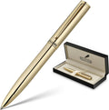 BEILUNER - Bolígrafo de gel dorado, impresionantes bolígrafos de lujo con chapado de oro de 24 quilates, repuesto de tinta negra, set de regalo ejecutivo para familiares y amigos, para escritura
