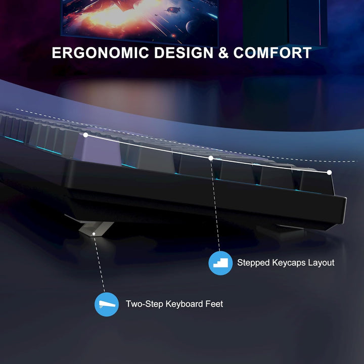 MageGee MK-Storm - Teclado mecánico para juegos, teclado iluminado...
