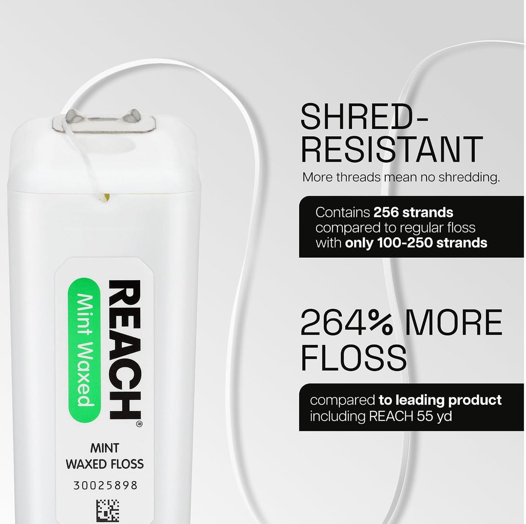 Reach Hilo dental encerado con sabor a menta para el cuidado oral y...
