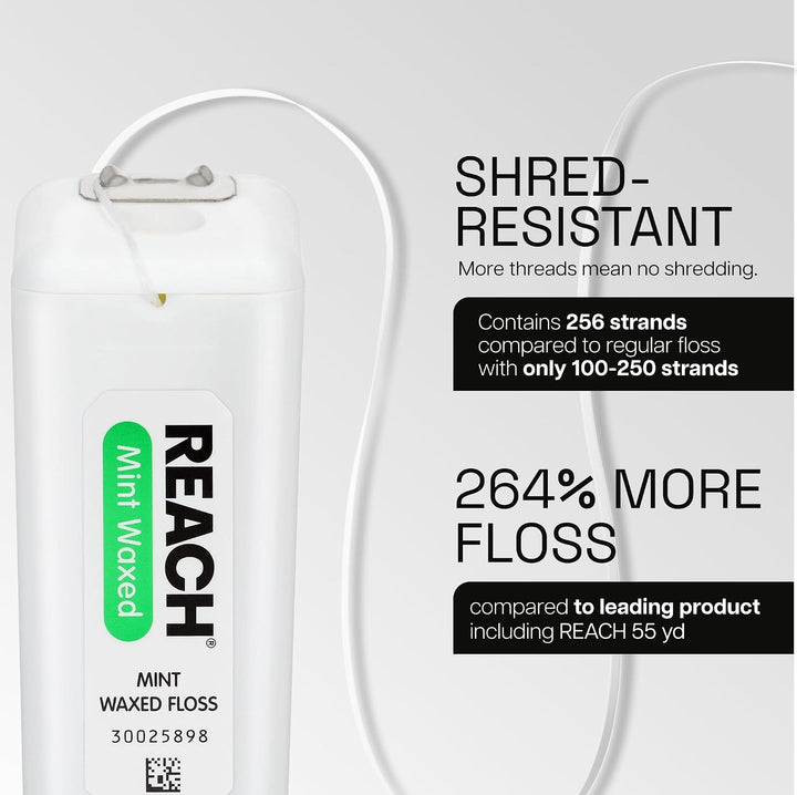 Reach Hilo dental encerado con sabor a menta para el cuidado oral y...