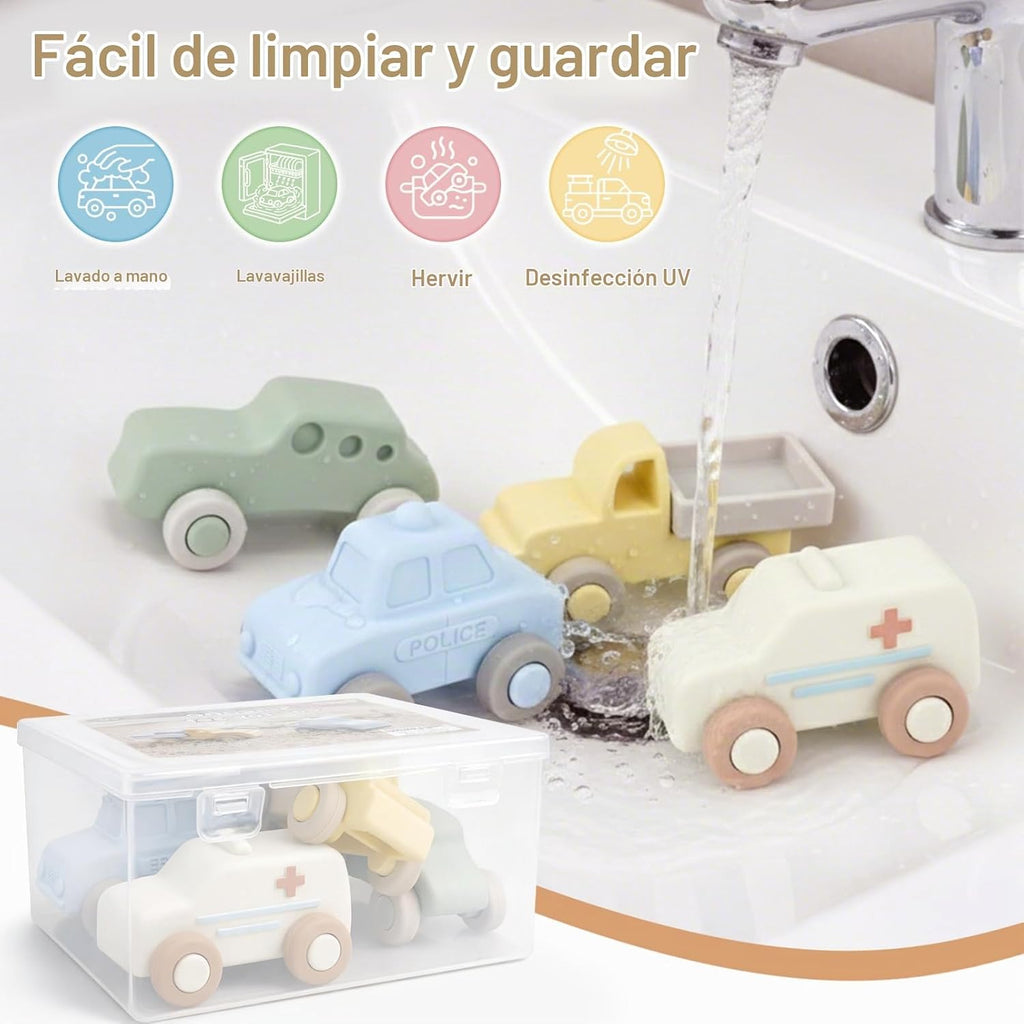 Juguetes del coche del bebé del silicón con la caja de almacenamiento