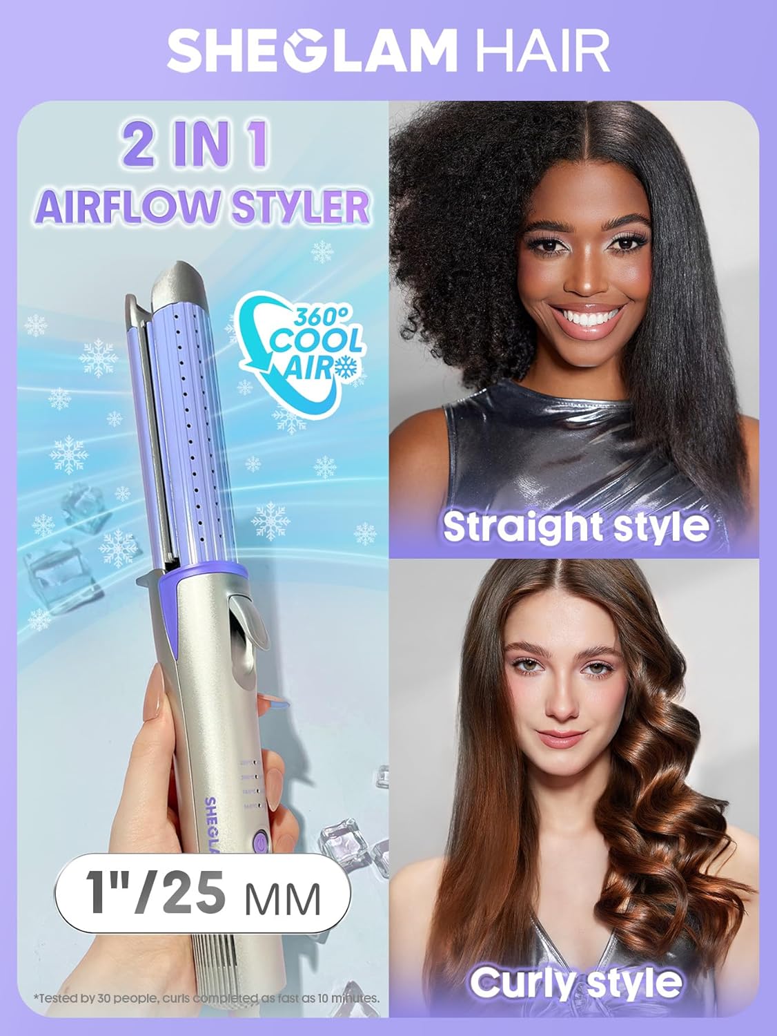 SHEGLAM Moldeador de flujo de aire Cool Lock, rizador de flujo de a...