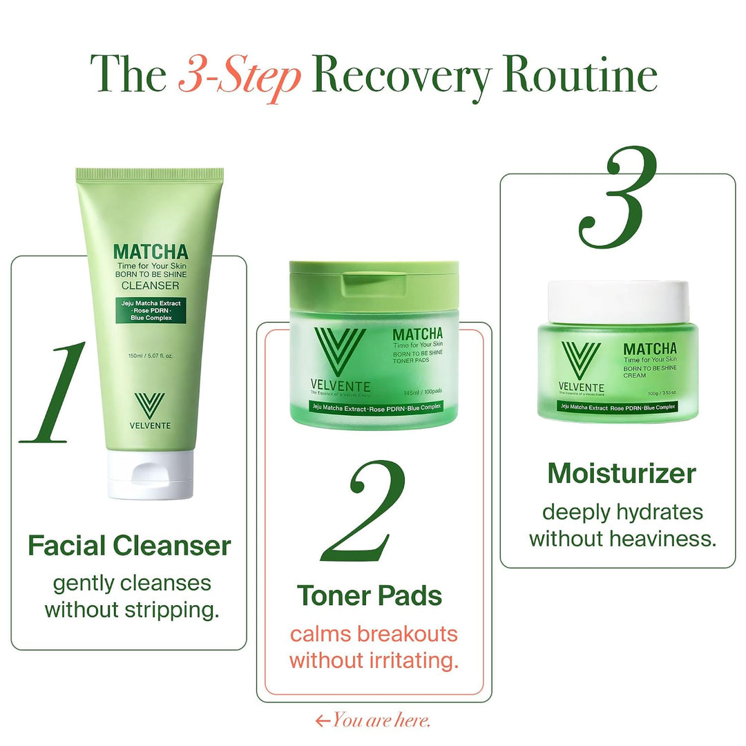 VELVENTE Almohadillas de tóner Matcha para piel sensible, 100 almoh...
