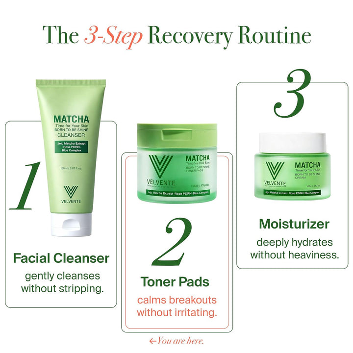 VELVENTE Almohadillas de tóner Matcha para piel sensible, 100 almoh...