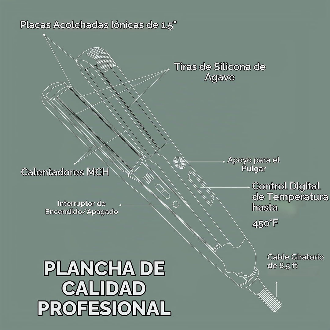 Plancha plana Agave UltimaPro Single Slide de 1.5 pulgadas | Agave-...