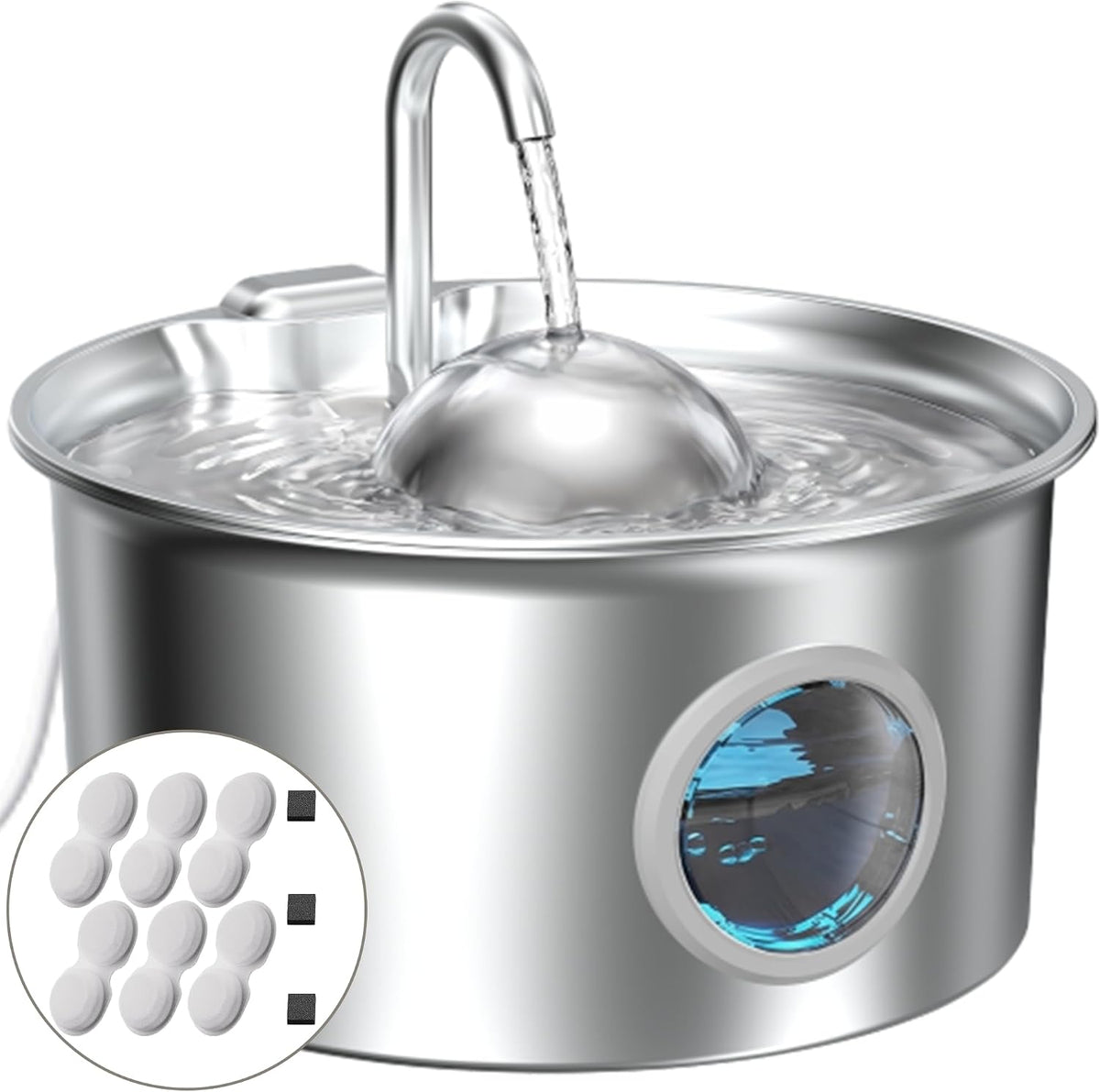 Fuente de agua para gatos de acero inoxidable: fuente para gatos y 6