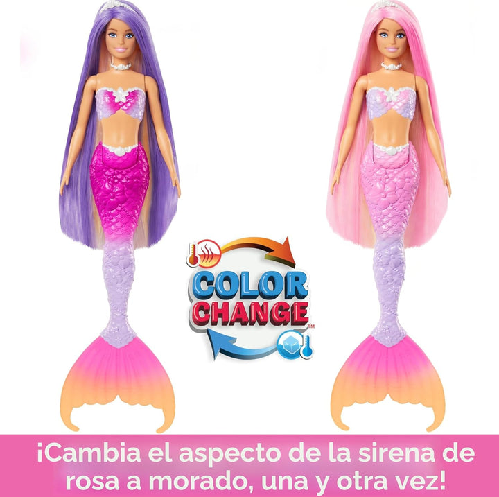 Muñeca Barbie Sirena, \u201CMalibu\u201D con cabello rosa, accesori...