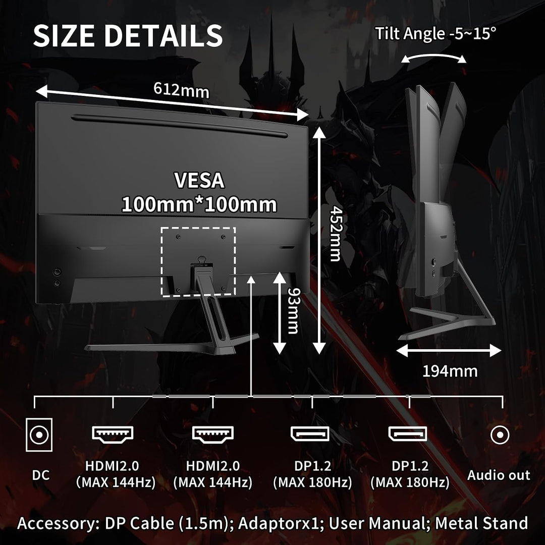 SANSUI Monitor curvado para juegos WQHD de 27 pulgadas 2560x1440, 1...