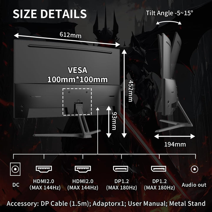SANSUI Monitor curvado para juegos WQHD de 27 pulgadas 2560x1440, 1...