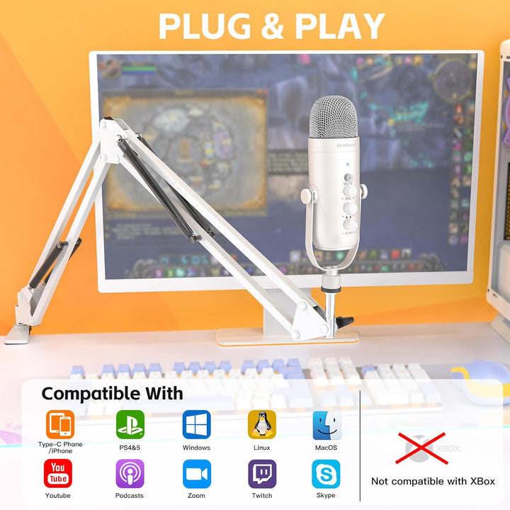 Kit de micrófono de juegos ZealSound, micrófono USB condensador par...