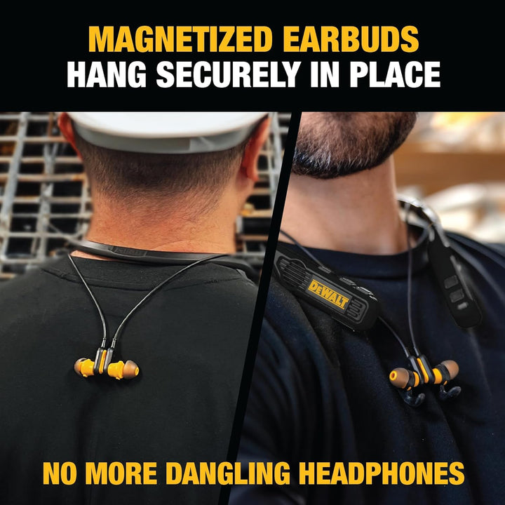 DEWALT Auriculares Bluetooth de Banda para el Cuello 2 en 1 Edición...