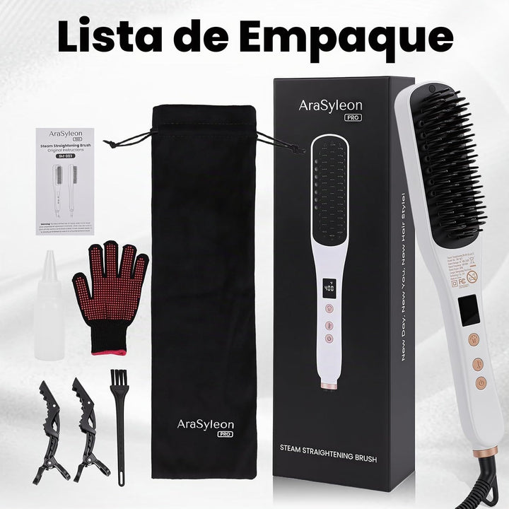 Pro Steam Hair Brush Straightener for Coarse Hair, White | Steam St...