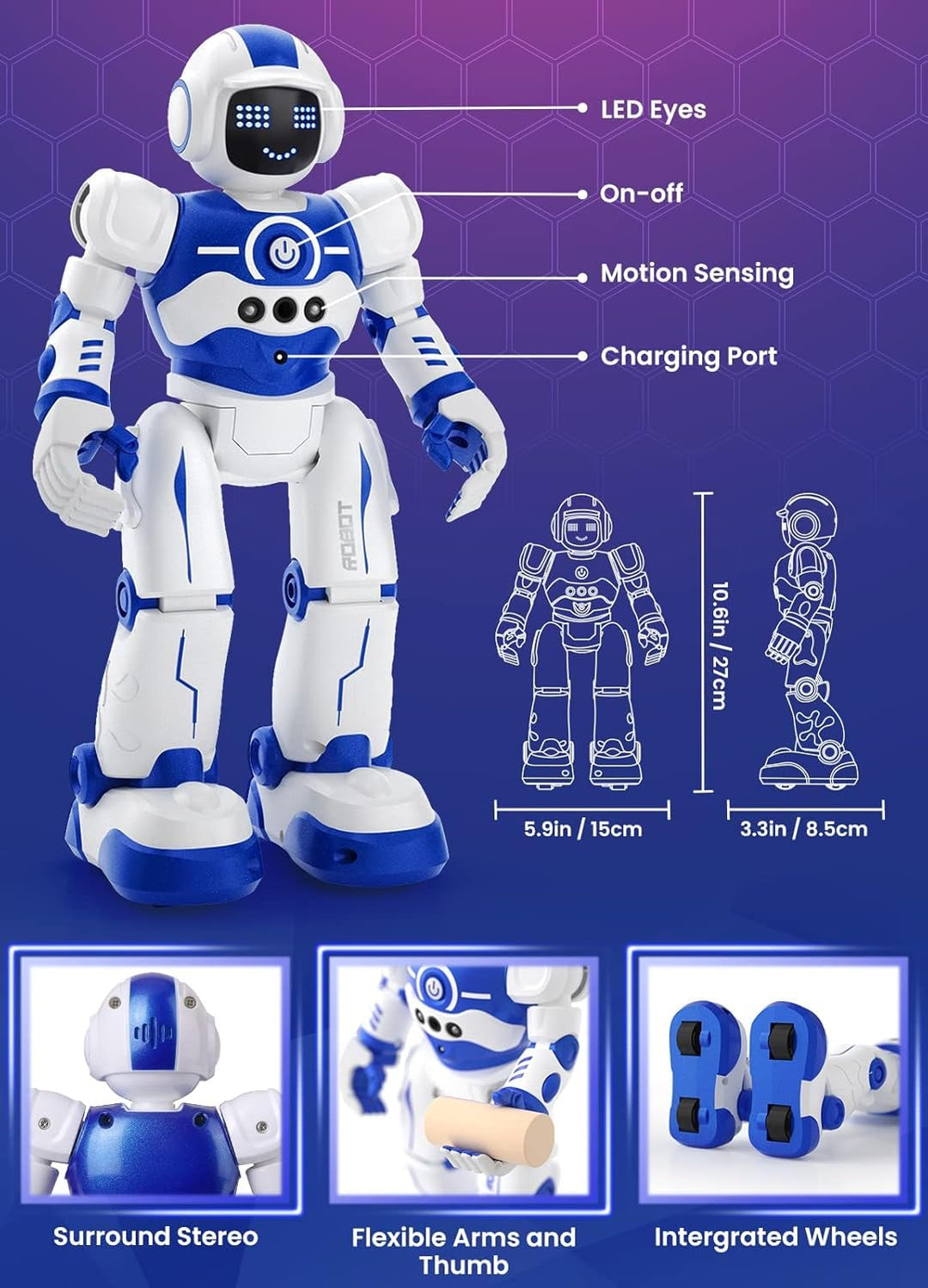 EduCuties Juguetes robot para niños, control remoto programable, in...