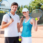 Paquete de 4 raquetas de tenis para adultos, recreativas, para 4 jugadores, raquetas de tenis preencordadas de 27 pulgadas, raquetas de tenis ligeras a granel con 4 pelotas de tenis, 4