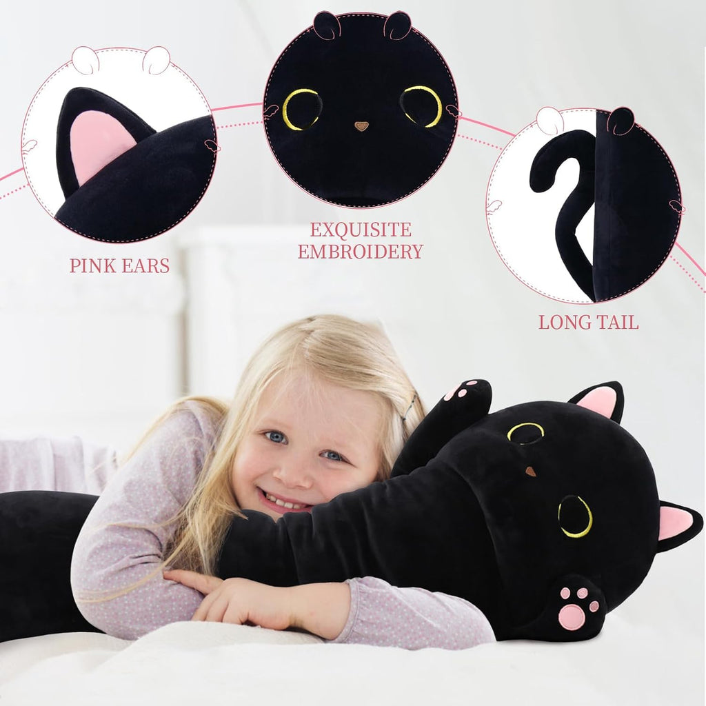 MaoGoLan - Almohada corporal de felpa de 44 pulgadas, almohada de gato de