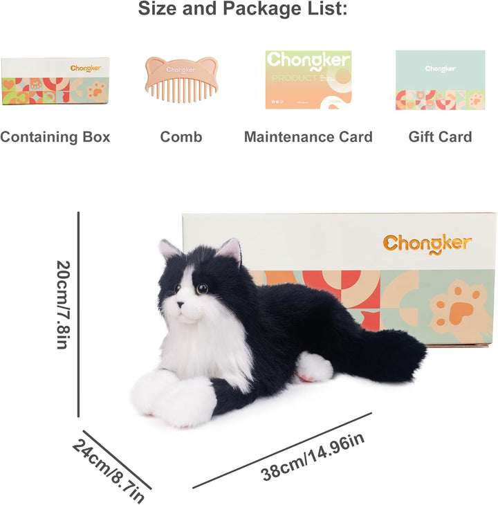 Chongker Animales de peluche hechos a mano con forma de gato realis...