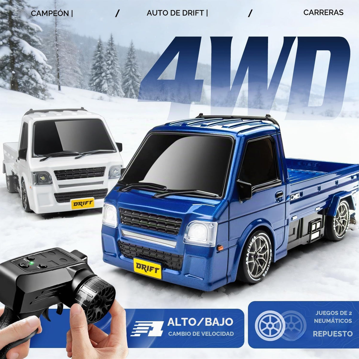 RC Drift Car, 1/24 4WD Camión de deriva de estilo japonés blanco