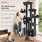 Árbol de gato de 75 pulgadas de alto para gatos de interior, grande
