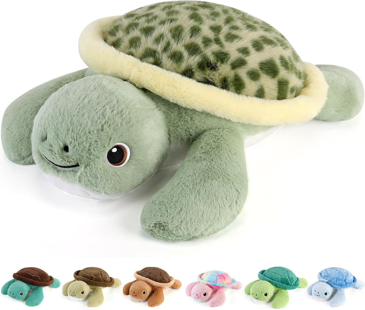 gnomantic Animales de peluche con peso de tortuga, almohada de felp...