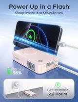 RORRY Cargador portátil, 10000mAh 30W Power Bank con cables retráct...