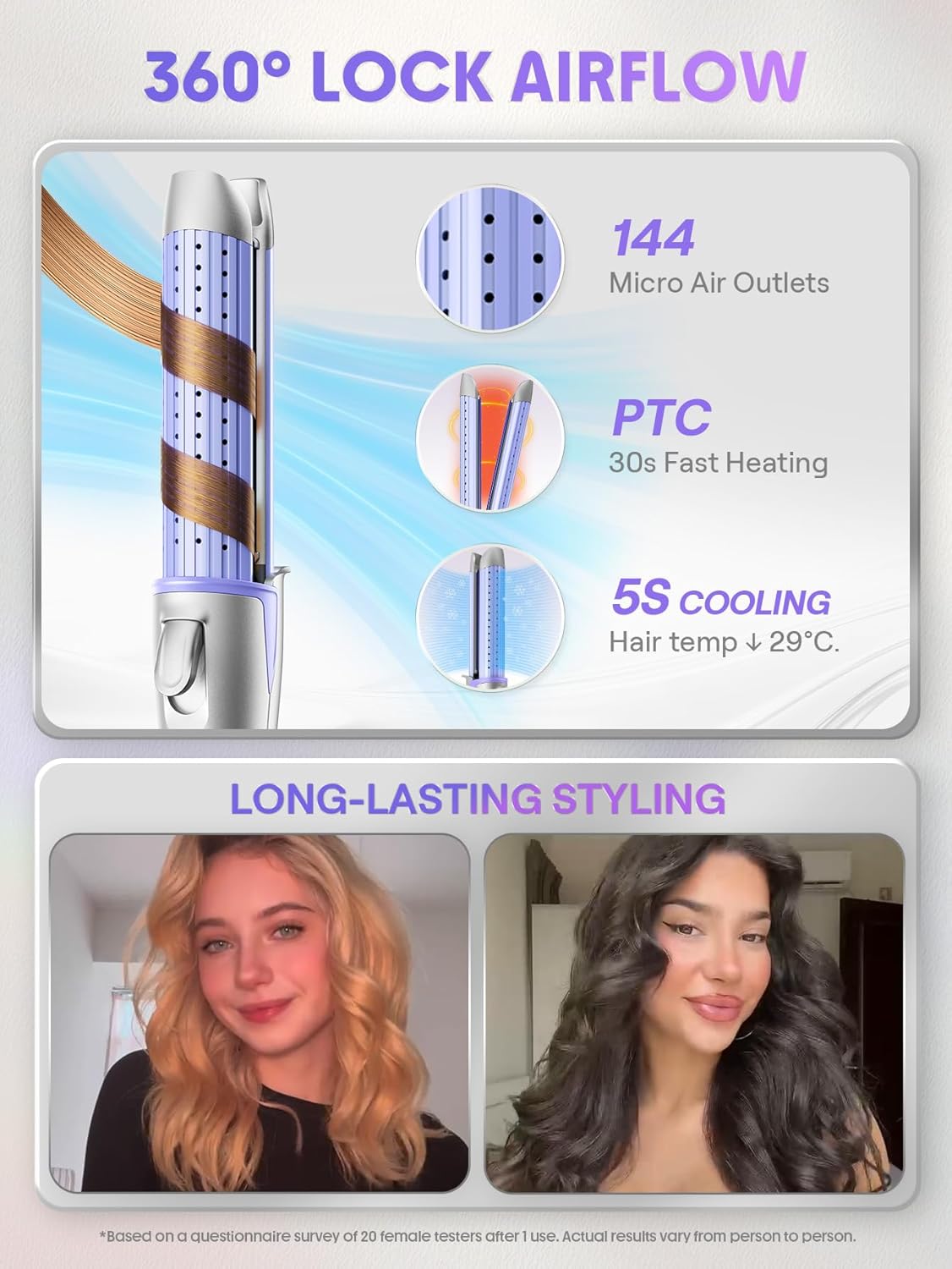 SHEGLAM Moldeador de flujo de aire Cool Lock, rizador de flujo de a...