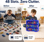 Organizador de juguetes de almacenamiento compatible con Hot Wheels Car, contenedor para coches de fósforos, mini juguetes, muñecas pequeñas, caja de transporte de doble cara para autos