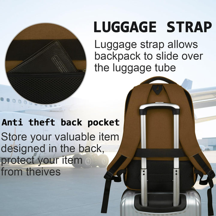 Mochila para Laptop Volher, Marrón, 15,6 pulg., Computadora portátil