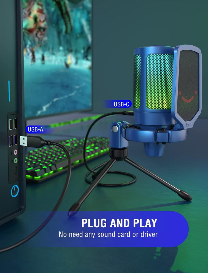 FIFINE - Micrófono USB para juegos de transmisión para PC para Mac...