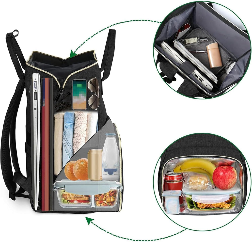 MATEIN Mochila de almuerzo para mujer, mochila térmica aislada, 15,6 pulgadas