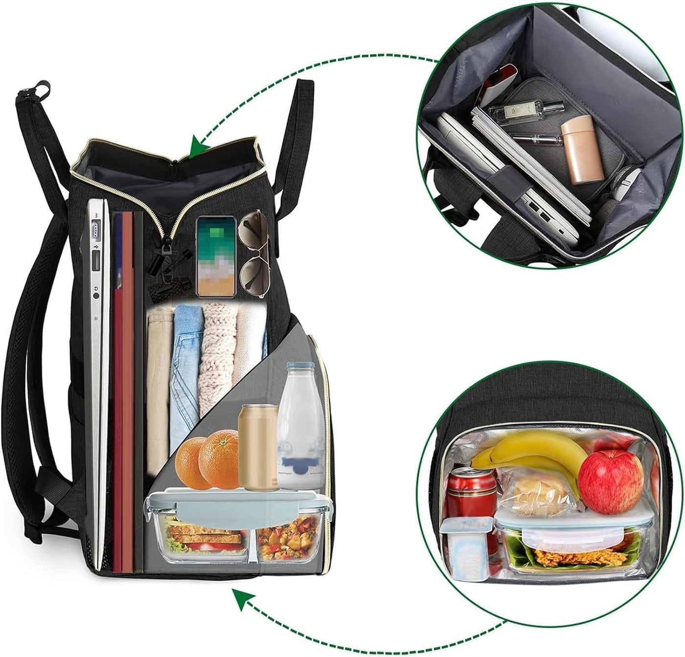 MATEIN Mochila de almuerzo para mujer, mochila térmica aislada para...