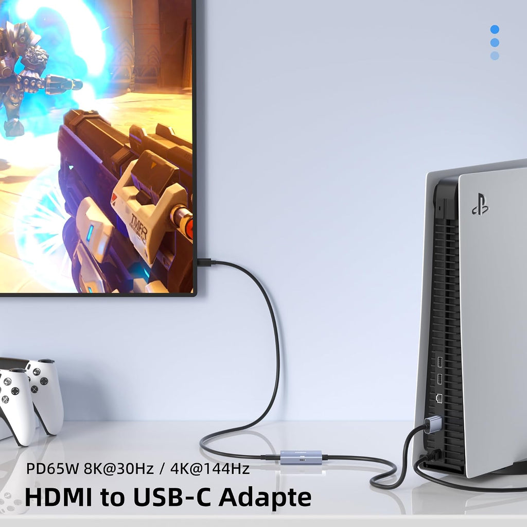 Adaptador HDMI 2.1 a USB-C 8K @30Hz, PD 65W, 1.6 ft, para PS5, Xbox