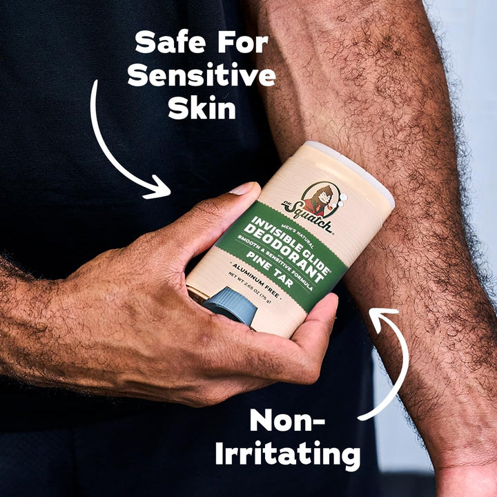 Dr. Squatch Invisible Glide Natural Desodorante para hombre, desliz...