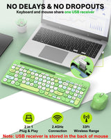 Colorido combo de teclado y mouse inalámbricos, teclas redondas, te...