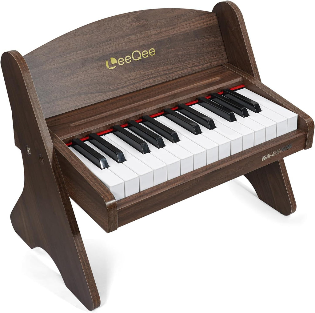Piano de bebé para niños pequeños, piano de madera de 25 teclas para niños con control de volumen, mini instrumento educativo de música digital, piano de madera portátil de doble modo para niños de 3 años en adelante