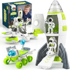TOY Life Juguete de cohete espacial para niños, transbordador con astronauta nave espacial, planeta y automóvil, para niños de 3, 4, 5, 6, 7, 8, regalo de cumpleaños para mayores de 3 años