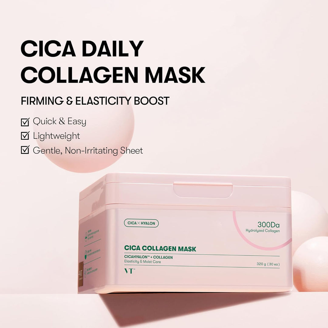 VT COSMETICS CICA Máscara de Colágeno Diaria 30 Hojas, Colágeno de...