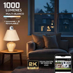 Energizer Cámara de seguridad inteligente con bombilla 2K, luz LED de 1000 lúmenes, cámara de enchufe Wi-Fi 5G y 2.4G para exteriores, seguimiento automático de inclinación panorámica, (detecciones