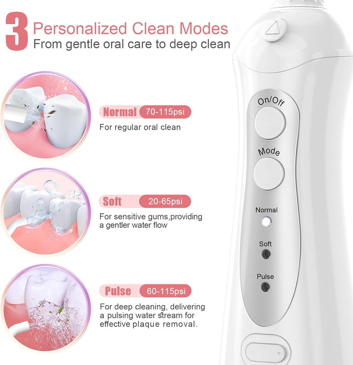 Nicefeel - Irrigador Dental Inalámbrico Limpiador de Dientes, 10.1...