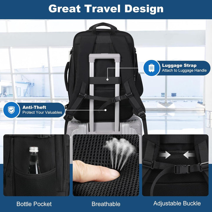 Mochila de viaje espaciosa, mochila expandible de 1 a 5 días con pu...