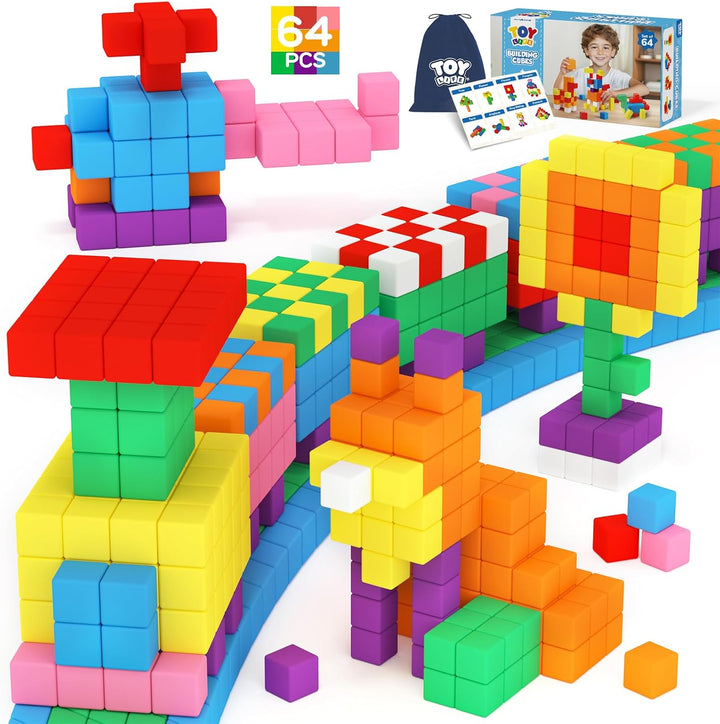 TOY Life Bloques magnéticos primarios, juego STEM de 64 piezas, eda...