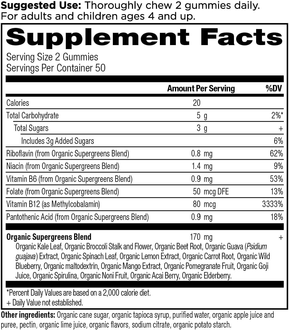 Ancient Nutrition Supergreens - Gomitas orgánicas de superalimento...