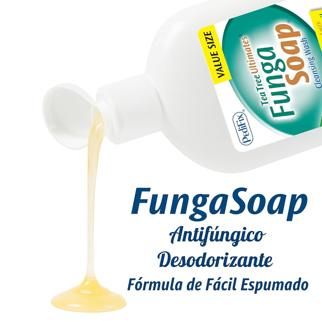 PediFix FungaSoap - Jabón limpiador de árbol de té, gel de baño ant...