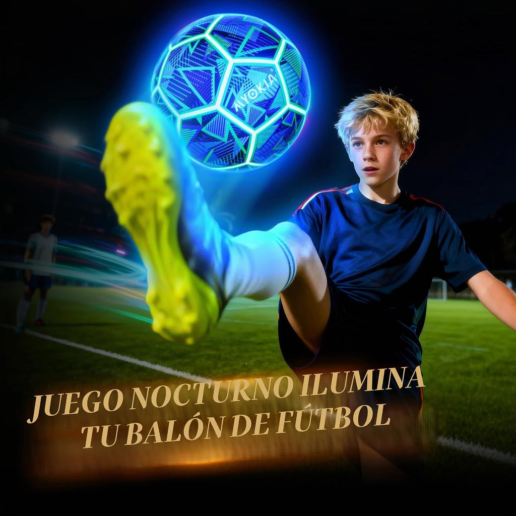 Balón de fútbol con luz recargable RGB, tamaño 5