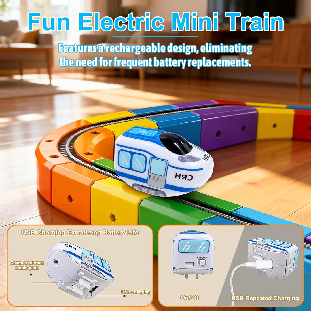 Juego de tren eléctrico para niños 81 piezas de