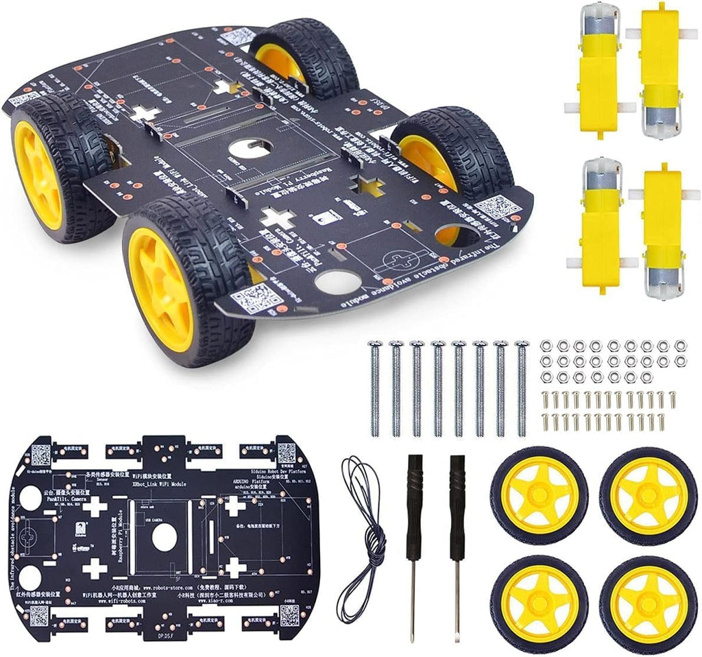 Chasis de Robot 4WD Robot Car Smart Chassis Kit con 4 motores TT para Arduino/Raspberry Pi/Jetson Nano, Kit DIY de aprendizaje de chasis robótico inteligente