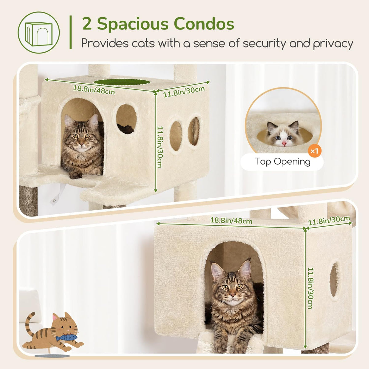 Globlazer Torre Alta para Gatos - Casa extragrande para gatos, S77D, beige