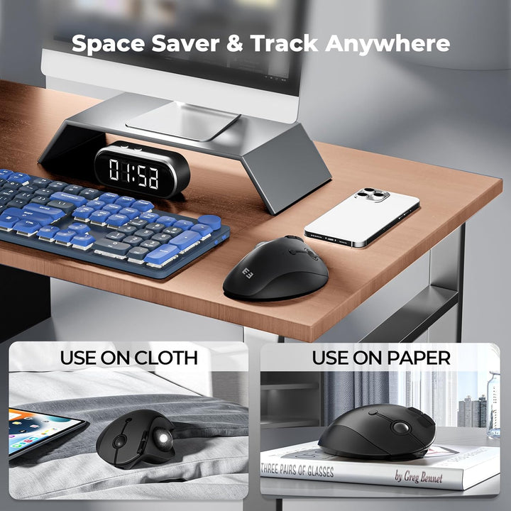 seenda Ratón inalámbrico ergonómico de Trackball - Ratón Bluetooth...