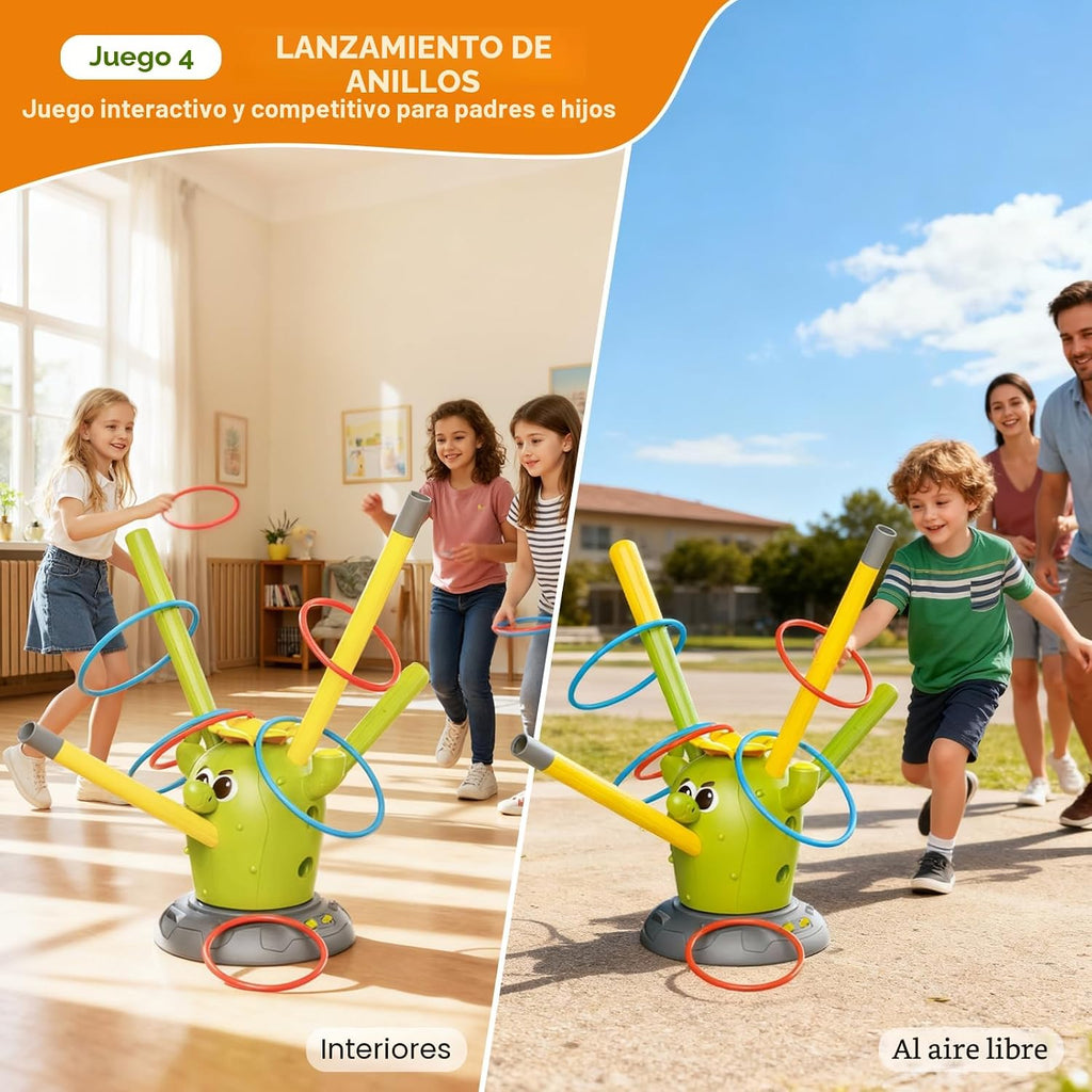 Set de 4 en 1 Juguetes Musicales de Cactus Saltarín con Lanzador de Cohete con Patada
