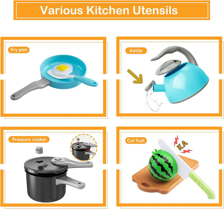 Juego de cocina de 130 piezas, ollas de juego de cocina para niños...
