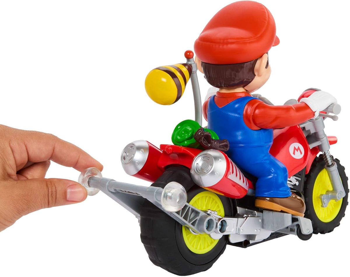Hot Wheels Mario Wheelie Motocross RC, vehículo a batería con control remoto